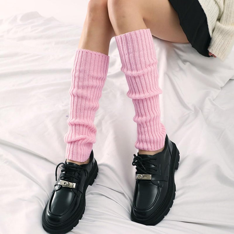 CHUNG Women Juniors Knitted Leg Warmers 16.5" Neon Party Dance Sports Fitness Accessory Pack of 1/2/3 (One Size, Light Pink) - Image 4
